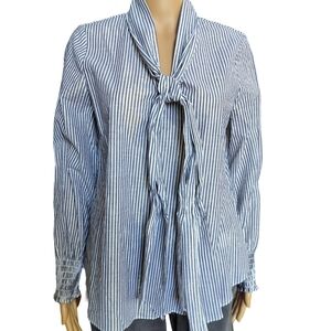 Ann Klein Striped Sequinned Grey Women's Top